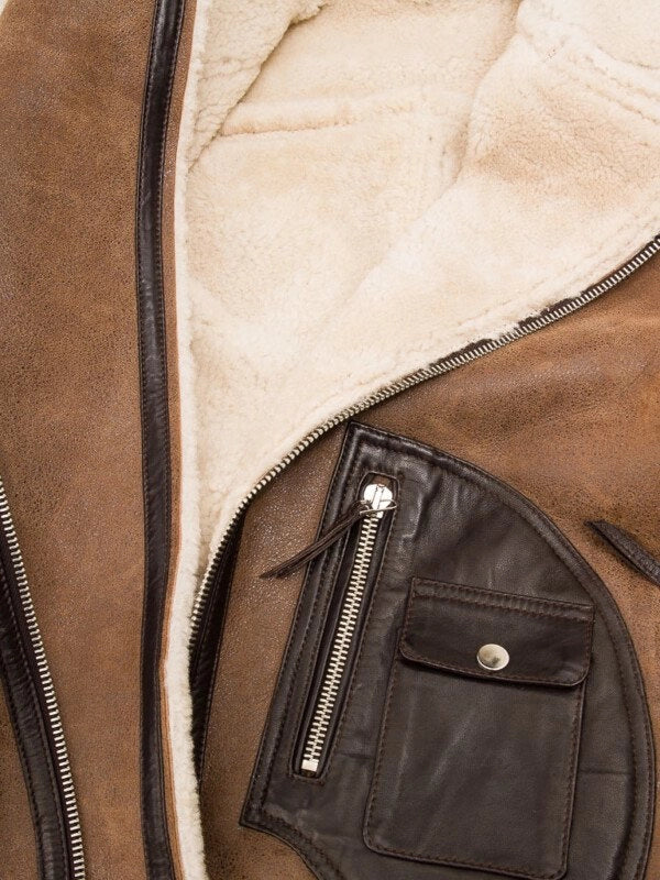 Men’s Brown Sheepskin Biker Jacket