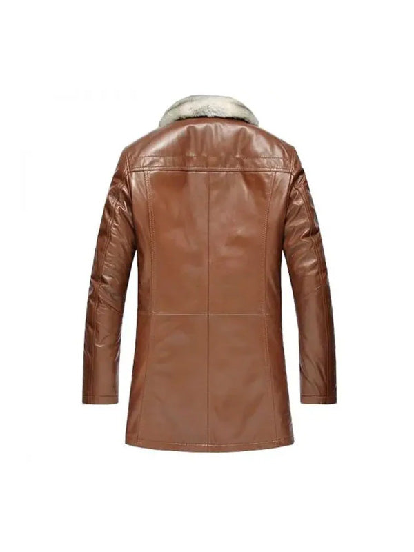 Lambskin Leather Sheepskin Long Coat