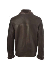 Men Brown Shearling Bomber Leather Jacket