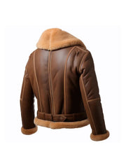 Men’s B3 Lapel Shearling Brown Leather Jacket