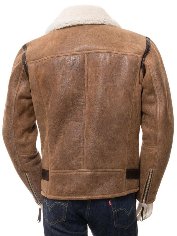 Men’s Brown Sheepskin Biker Jacket