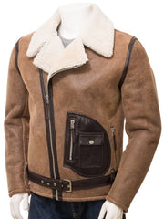 Men’s Brown Sheepskin Biker Jacket