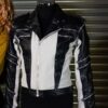 Double color leather jacket