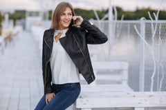 leather jacket for women, biker jacket , moto jacket for women